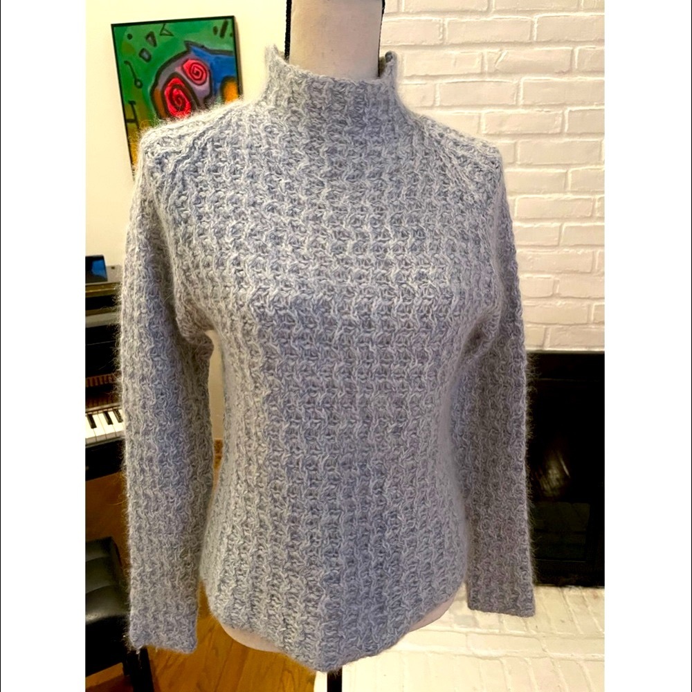 1990’s GRAY RABBIT HAIR SWEATER | VERY Soft | Preloved - near silver
